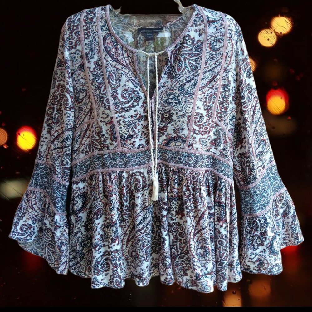 American Eagle Outfitters Women's Top Blouse Front Tie Size S